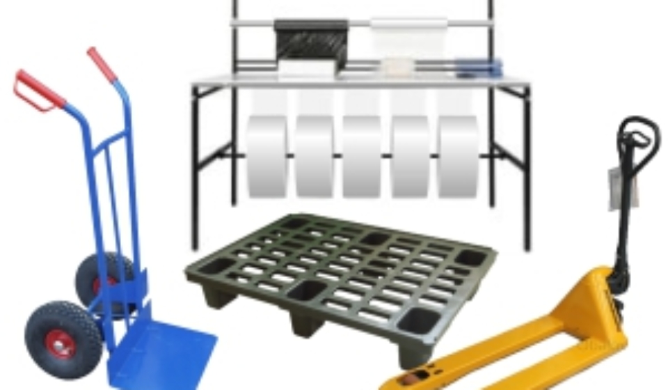 Vybavení do skladu - rudl, balicí stůl, paleta a paletový vozík